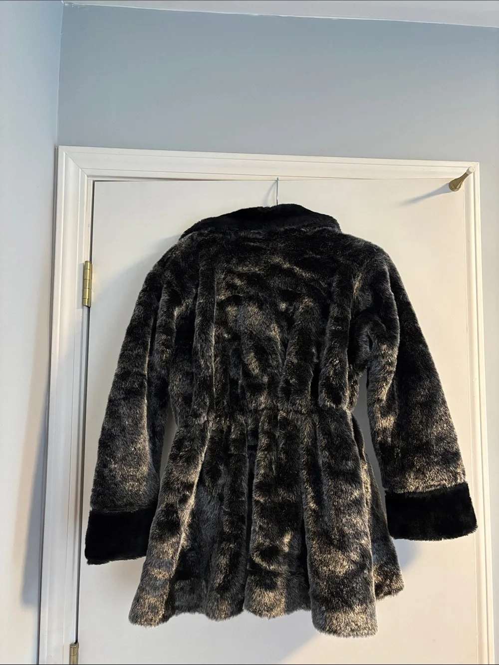 Black Faux Fur KC Collections Plush Button-Front Jacket Small